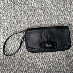 Coach Black Leather Wristlet